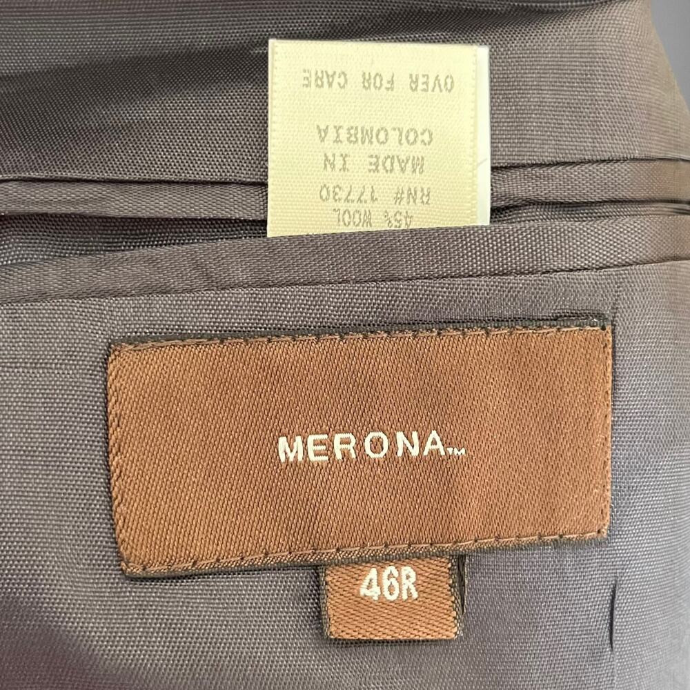 VTG Merona Wool Blend Blazer Jacket Colombia Made 46R Sports Coat Preppy Office - Picture 3 of 7